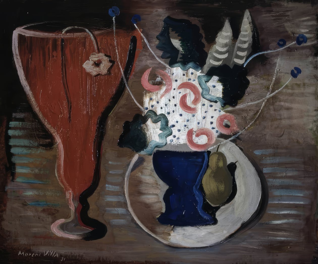 Blumenvase und Glas von José Moreno Villa