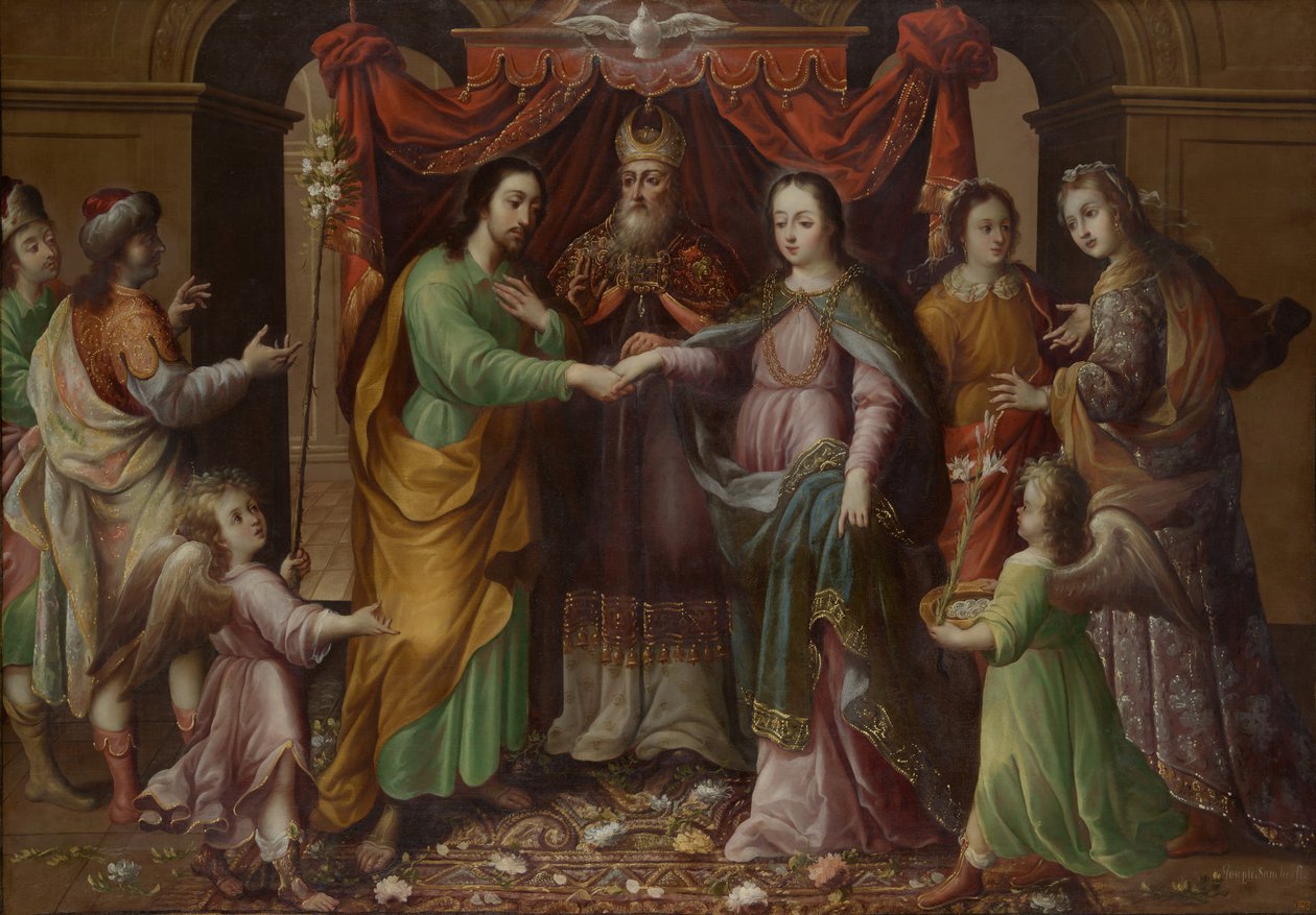 O Casamento da Virgem, c. 1690. de José Sánchez