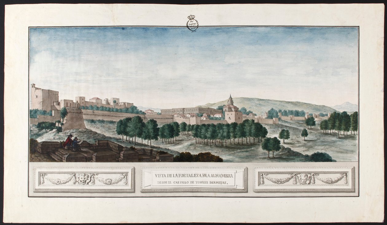 Vista parcial da Alhambra a partir do Castelo de Torres Bermejas. de José de Hermosilla