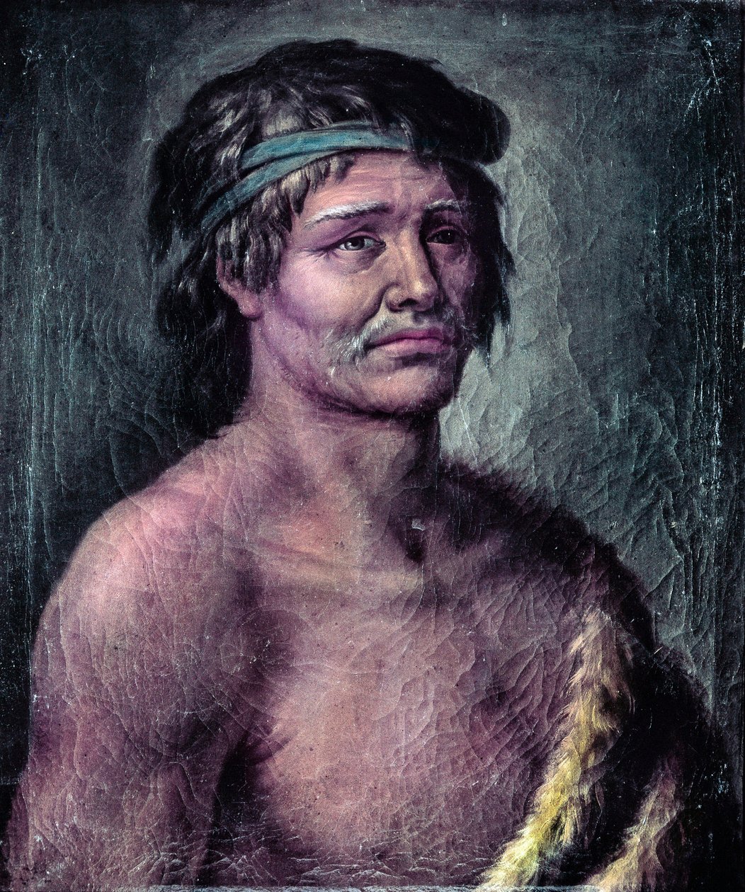 Retrato de um índio da Patagônia, Desenho feito durante a expedição de Alessandro Malaspina na América do Sul, c. 1791 (desenho) de José del Pozo