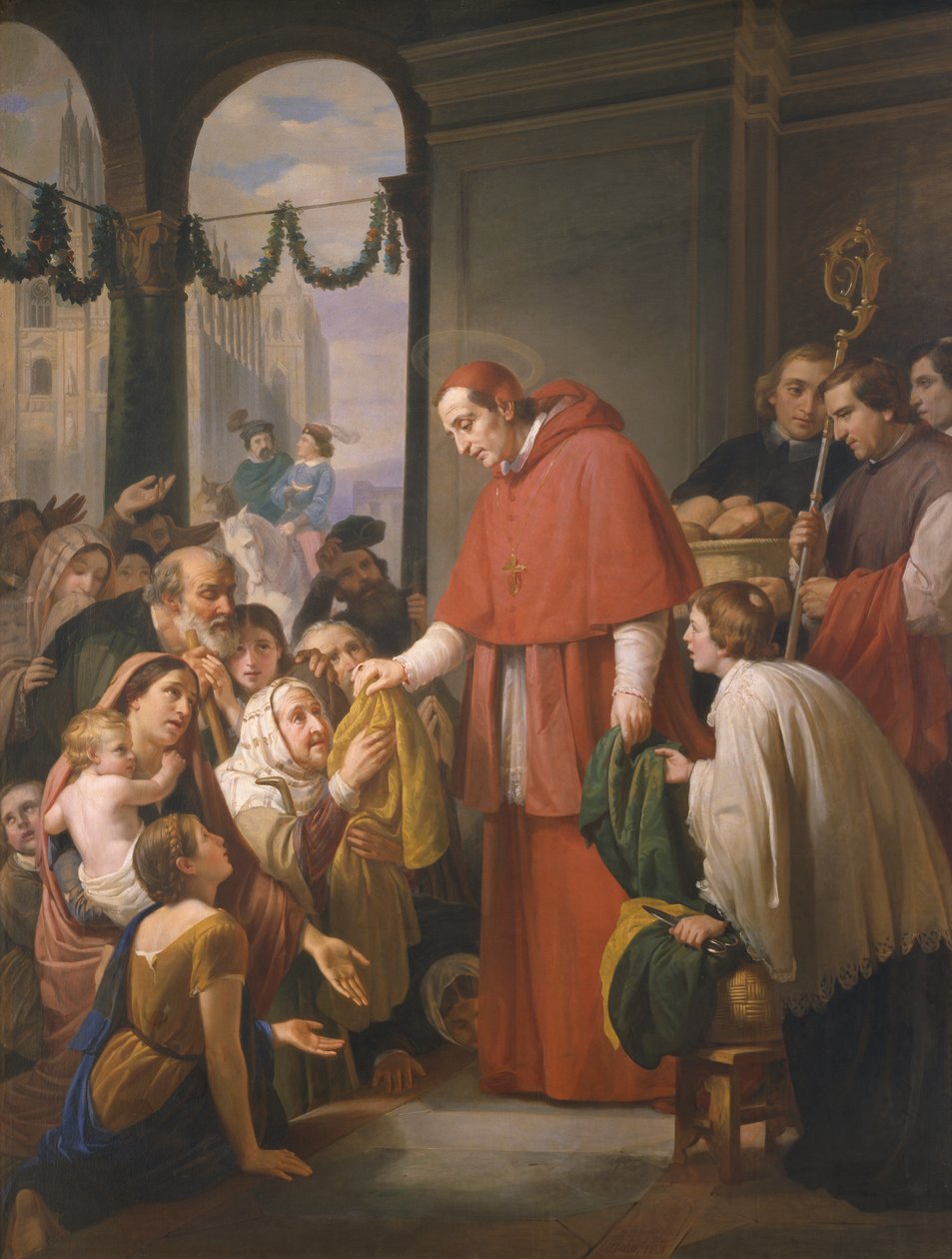 São Carlos Borromeo, arcebispo de Milão, distribui esmolas aos pobres, 1853 de José Salomé Pina