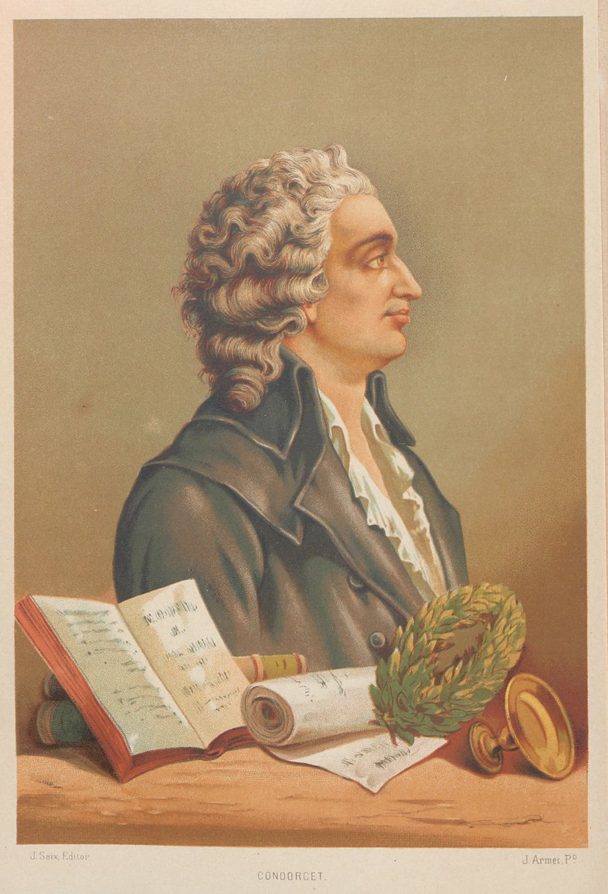 Retrato de Marie Jean Antoine Nicolas Caritat, Marquês de Condorcet 1743-1794, 1879. de Jose Armet Portanell