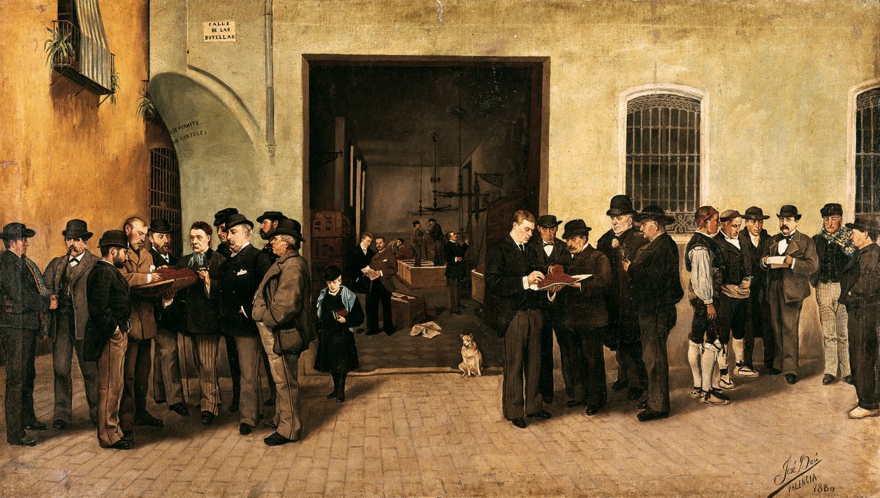 “" O comércio de açafrão "” Pintura de Jose Bru Albinana (século XIX) 1880 Valência. Museu de Belas Artes San Pio V. de Jose Bru Albinana