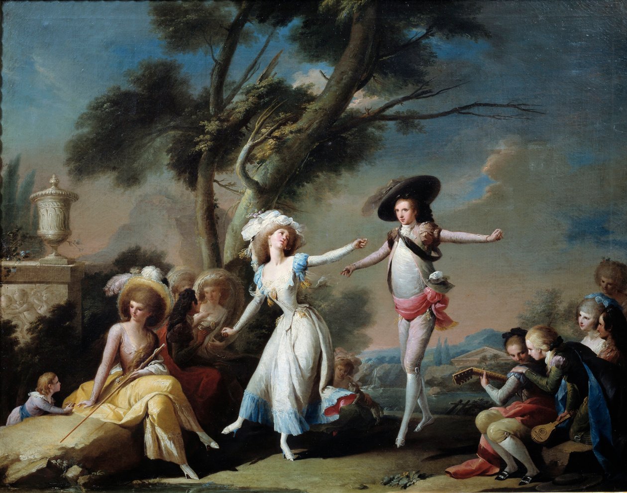 Casais em um parque. Pintura de José Camaron Y Boronat (1730-1803) de Jose Camaron