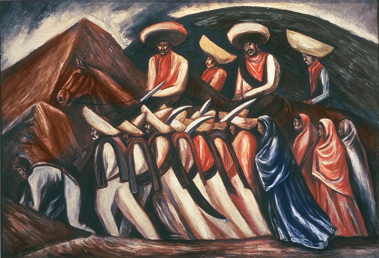 Marcha Zapatista - Liderada por Emiliano Zapata e Pancho Villa durante a Revolução Mexicana de 1911 de José Clemente Orozco