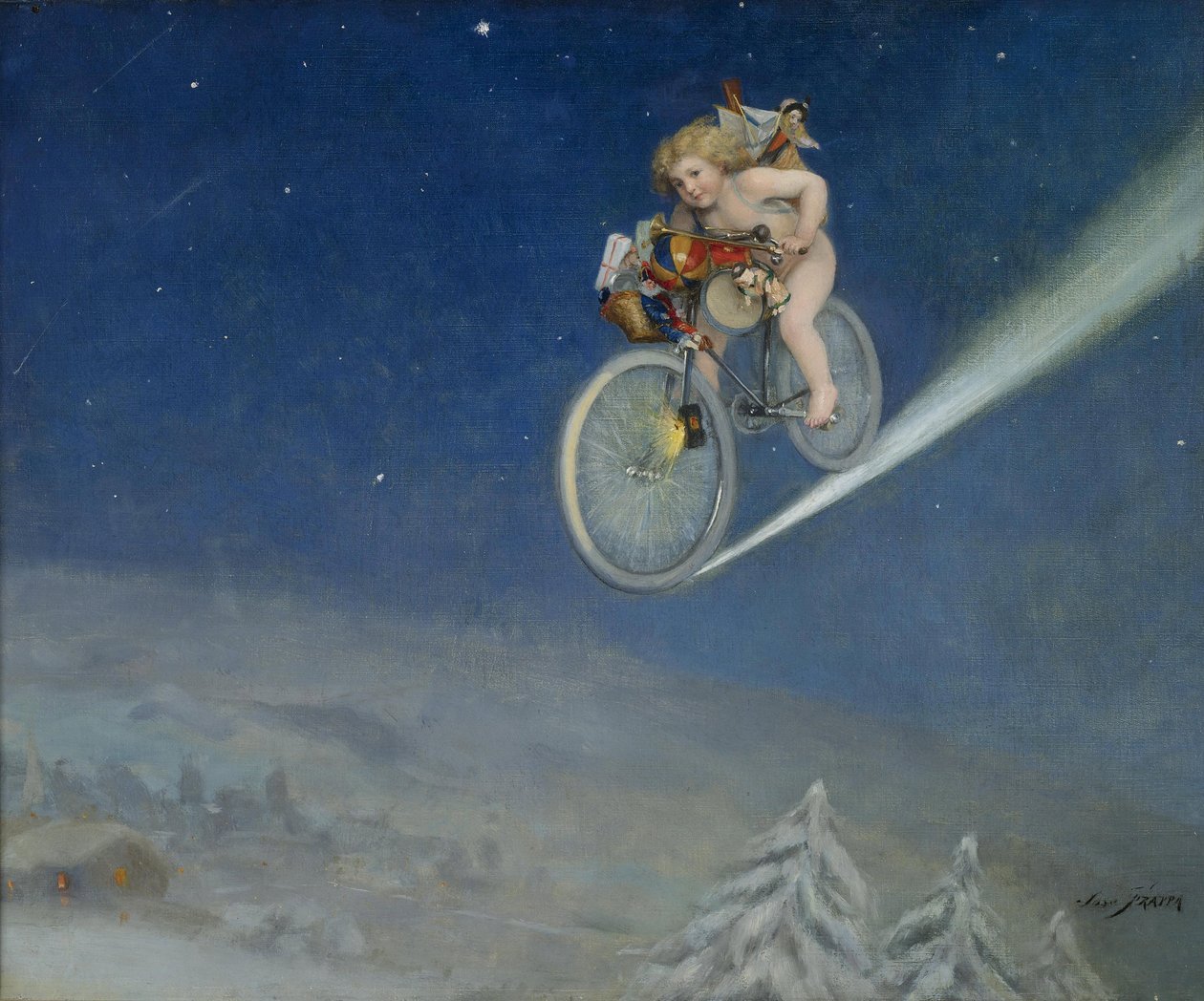 Entrega de Natal par Frappa, Jose (Joseph) (1854-1904), - Óleo sobre tela, 50,5x60,5 - Colecção Privada de Jose Frappa