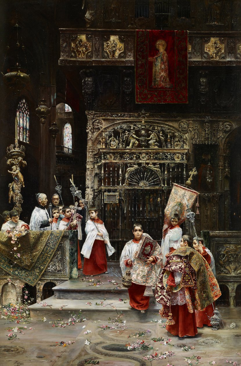 Coro Boys - Gallegos y Arnosa, Jose (1859-1917) - ca. 1886-1890 - Óleo sobre tela - 91.4x62.2 - Museo Carmen Thyssen, Málaga de Jose Gallegos Arnosa