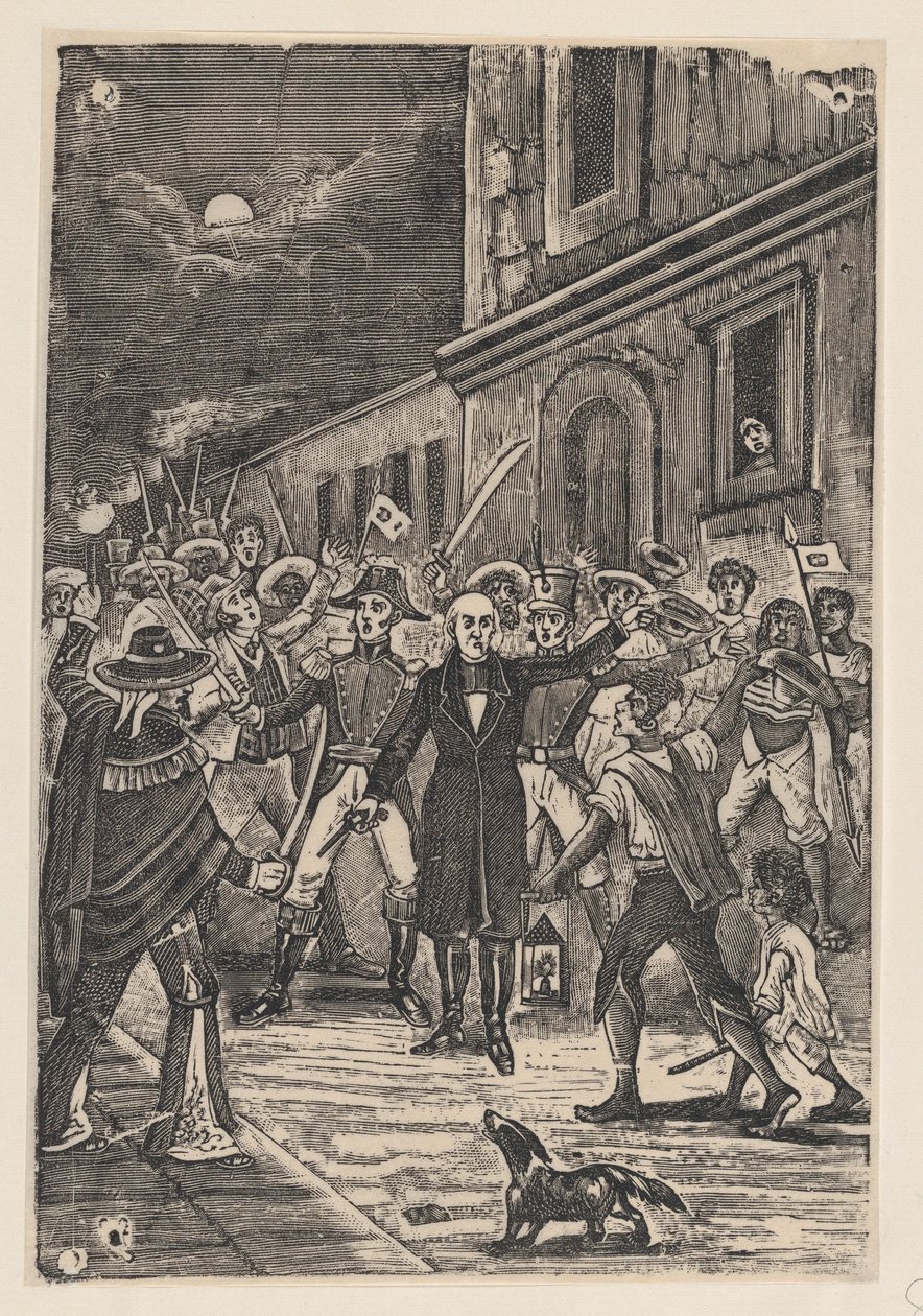 Um grupo de homens armados lança um grito pela independência de José Guadalupe Posada