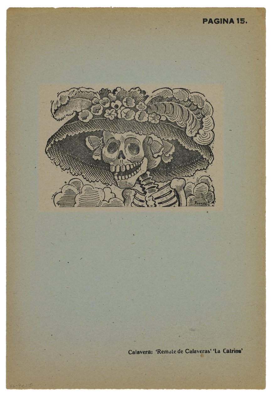 Calavera de la Catrina, c.1910, impresso em 1943 (gravura em foto-relevo com gravura) de José Guadalupe Posada