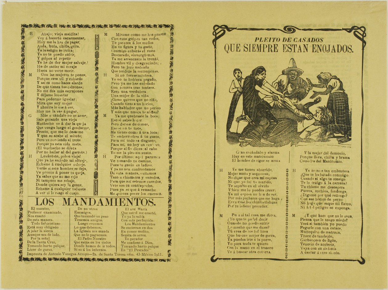 Streit der Ehepartner, die immer wütend sind de José Guadalupe Posada