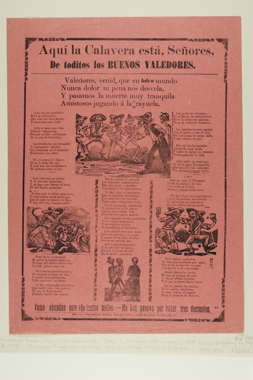 Hier sind die Calavera-Leute, alle guten Verteidiger de José Guadalupe Posada