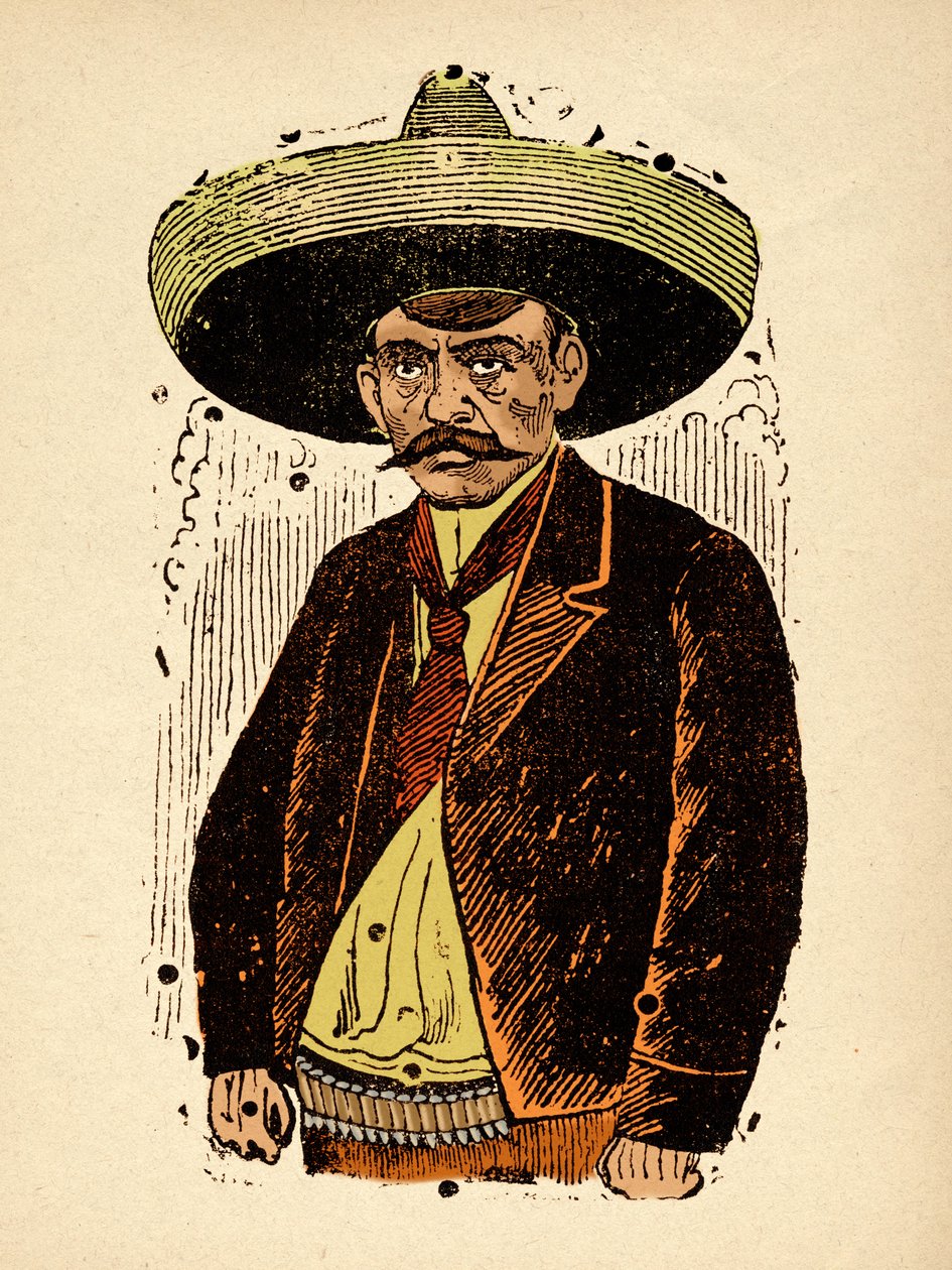Revolução Mexicana - Emiliano Zapata, c.1910-1912 (xylografy ) de José Guadalupe Posada