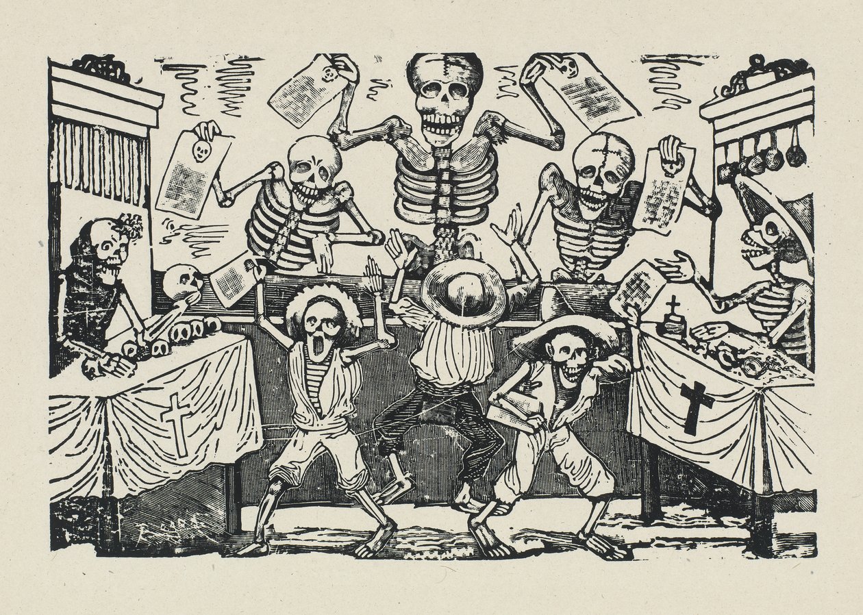 Mistura de crânios de menino de papel de José Guadalupe Posada