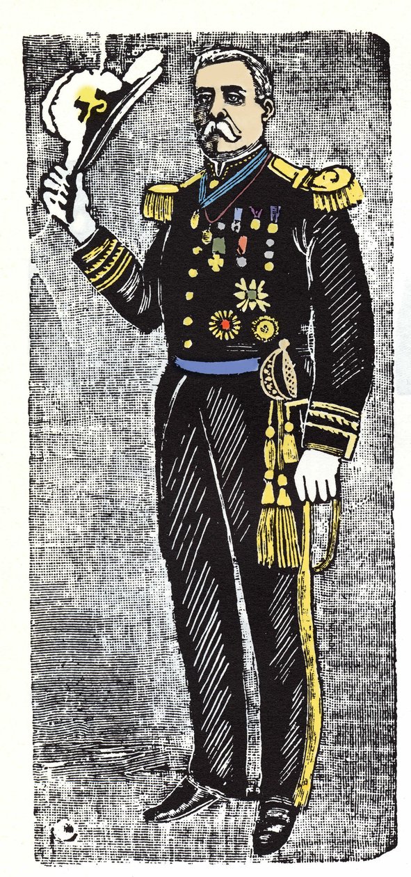 A Revolução Mexicana (1910-1920): Porfirio Diaz (1828-1915), Presidente da República do México. Xilografia de Jose Guadalupe Posada (1852-1913). de José Guadalupe Posada