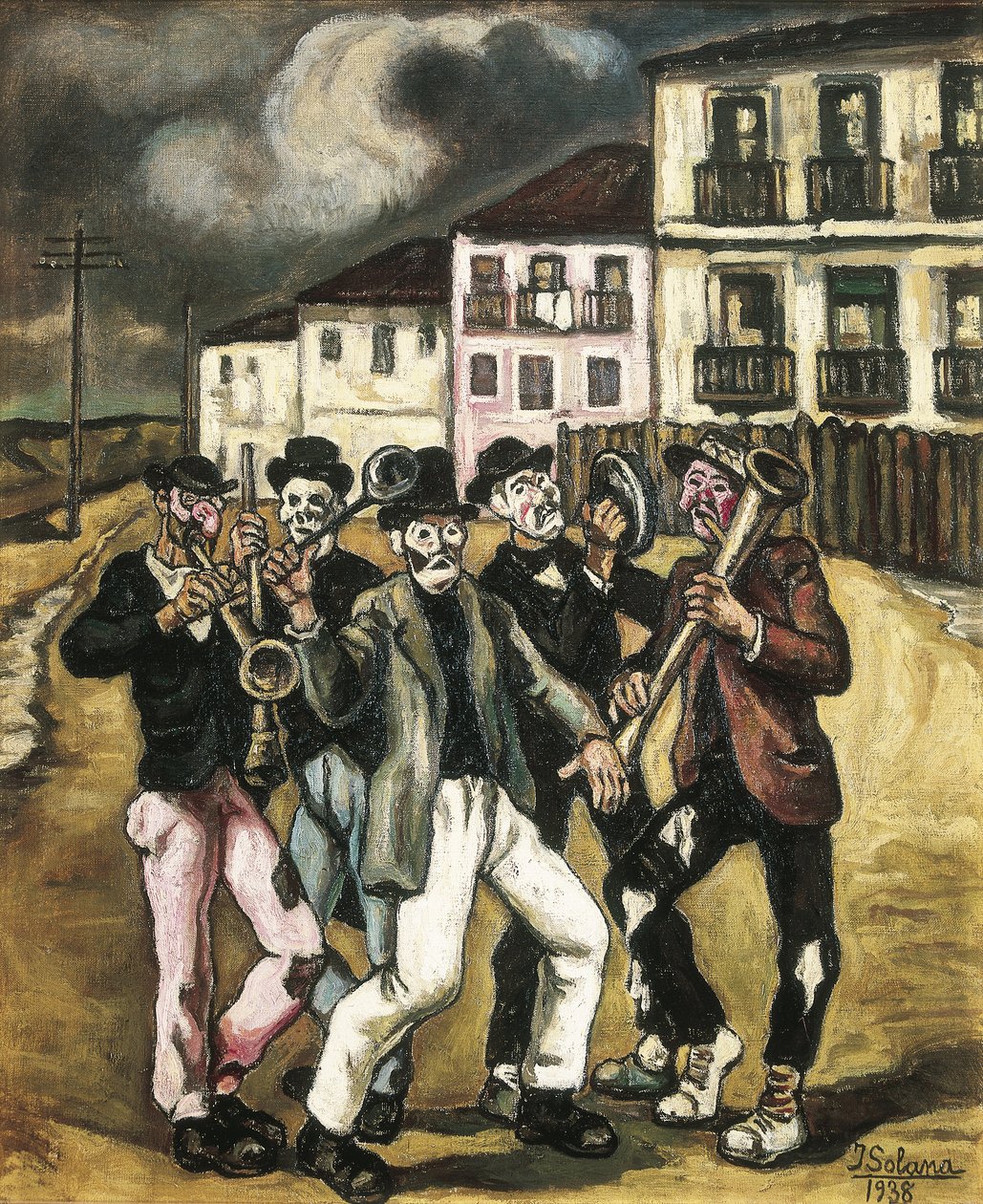 GUTIERREZ SOLANA, José (1886-1945). Mascaras vinateras (máscaras de comerciantes de vinho). 1944-1945. Óleo sobre tela. Coleção particular de Jose Gutierrez Solana