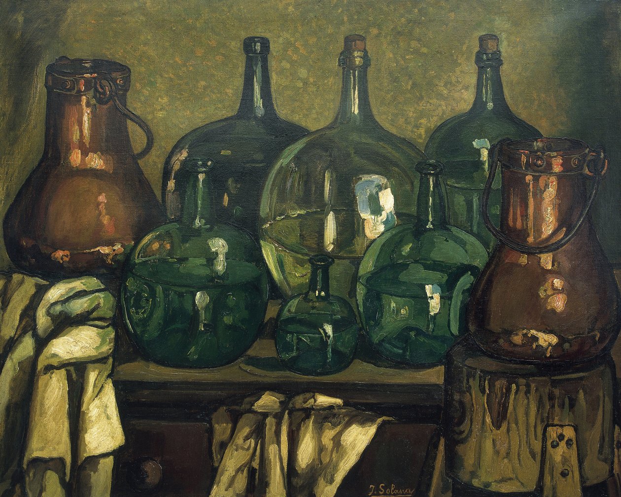 GUTIERREZ SOLANA, José (1886-1945). Natureza morta com garrafa. 1927. Arte contemporânea. Óleo sobre tela. Coleção particular de Jose Gutierrez Solana