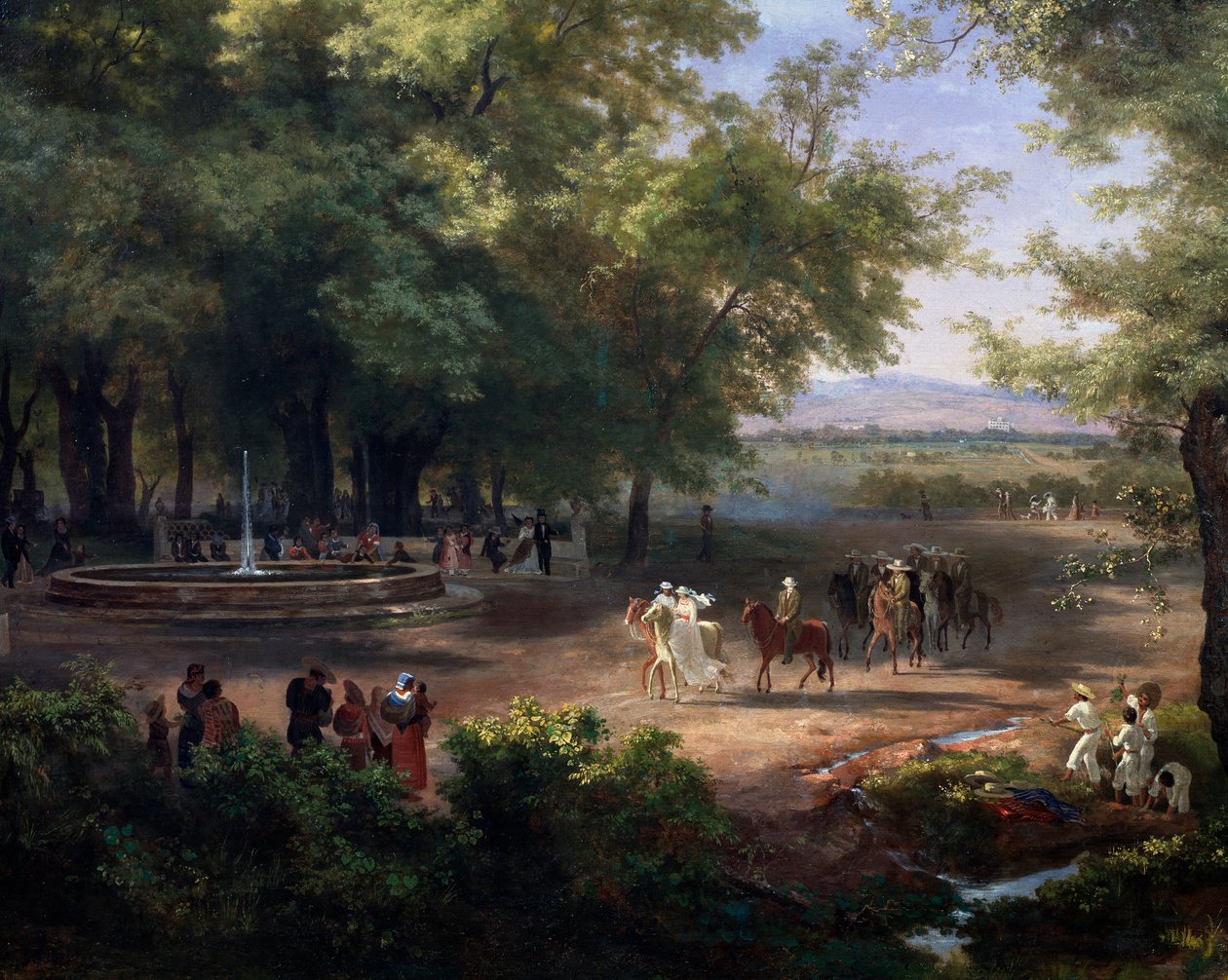 Passear pela Cidade do México, detalhe (óleo sobre tela de José María Velasco