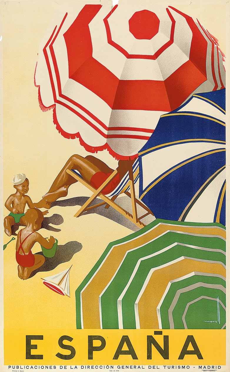 Cartaz publicitário Espanha, publicado pelo Departamento de Turismo do Estado Espanhol (litografia a cores) de Jose Morell