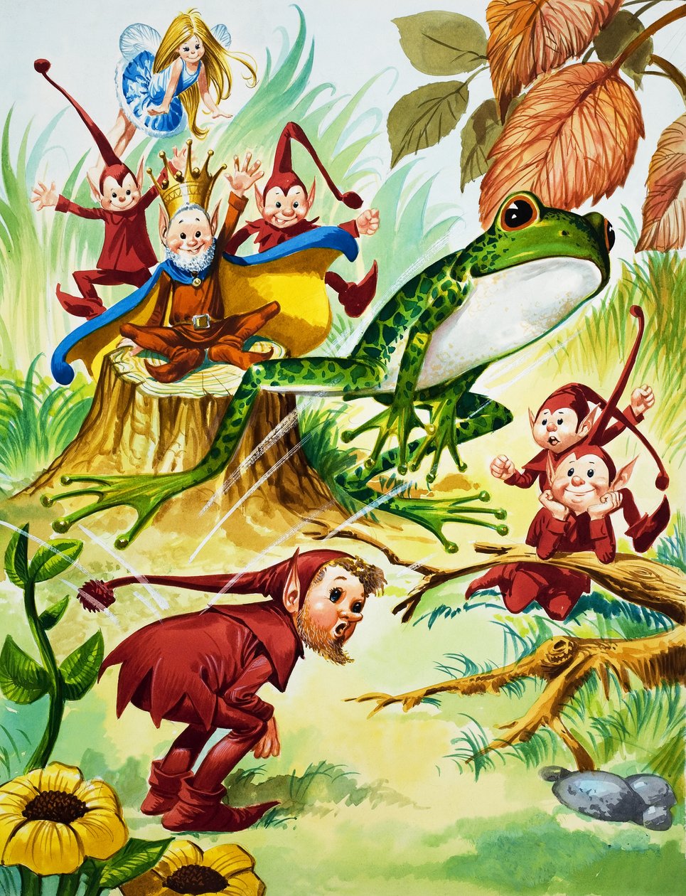 Rã com duendes (guache sobre papel) de Jose Ortiz