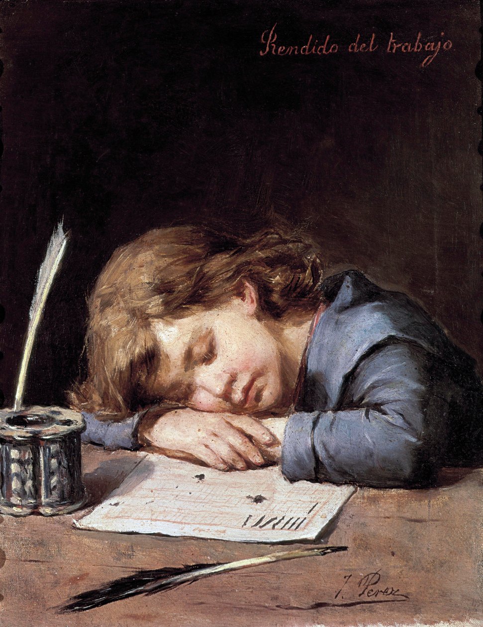 Derrotado pelo trabalho, c. 1876-1900 (óleo sobre tela) de Jose Perez Siguimboscum