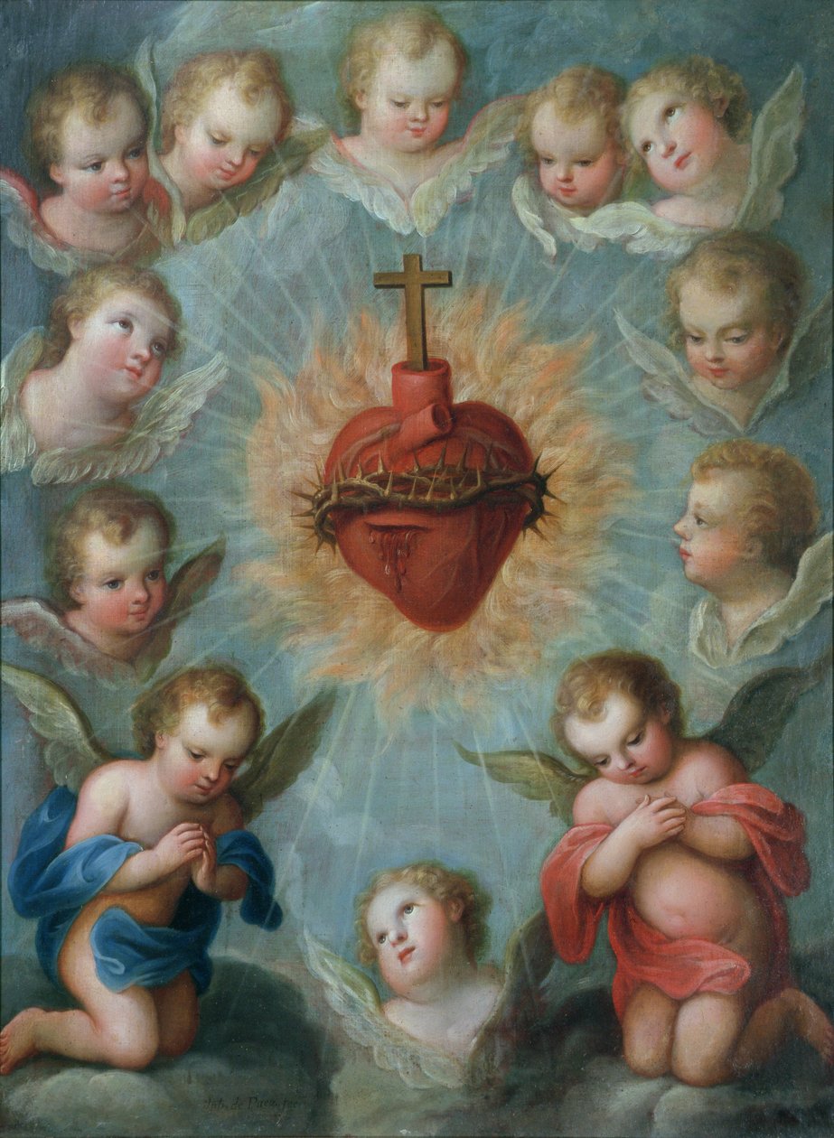 Sagrado Coração de Jesus rodeado de anjos, c.1775 de Jose de or Joseph Paez
