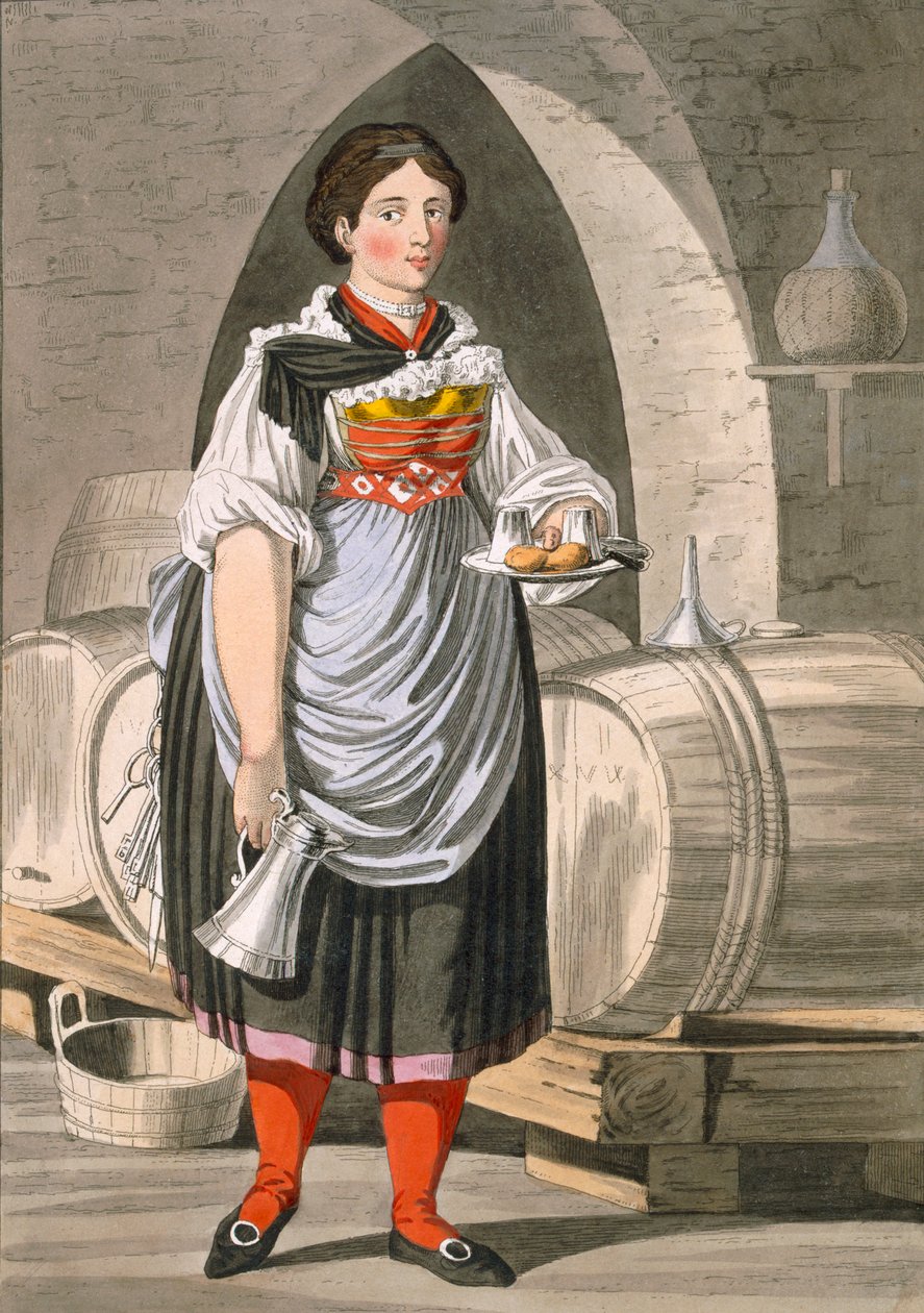 Uma garota servindo em uma pousada perto de Innsbruck, c. de Josef Anton Kapeller