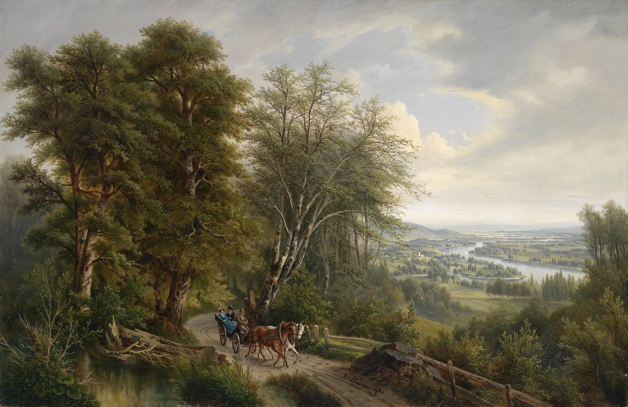 Paisagem do Grande Danúbio com vista para Nussdorf de Josef Burgaritzky