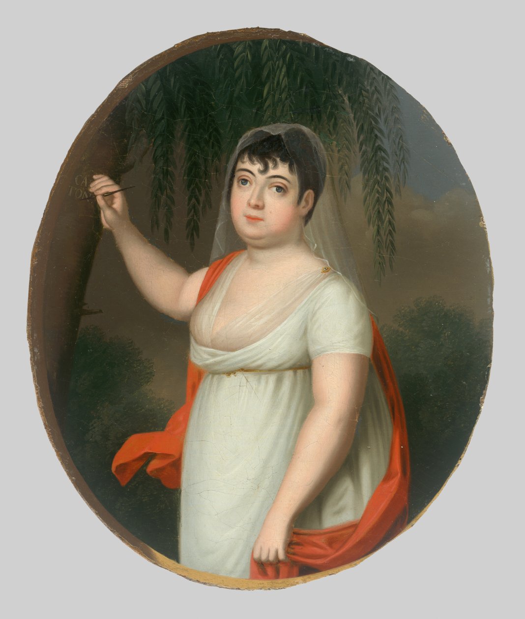 Jovem mulher na árvore. Anna Katarína Szirmayová, rod.Horváth-Stansith de Josef Czauczik