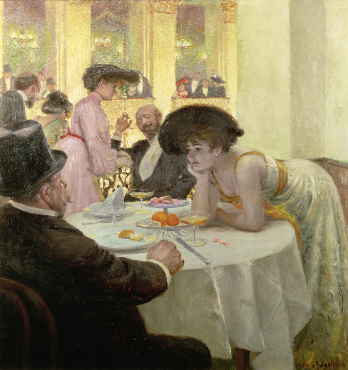 Jantar com amigos de Josef Engelhart