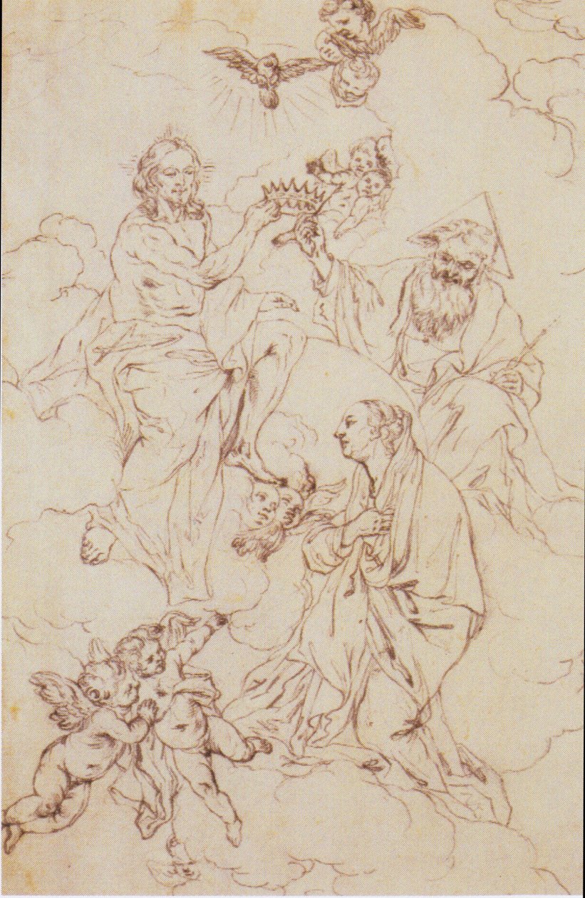 Projecto de "Coroação da Virgem Maria" na Igreja de Kreuzbergl em Klagenfurt de Josef Ferdinand Fromiller