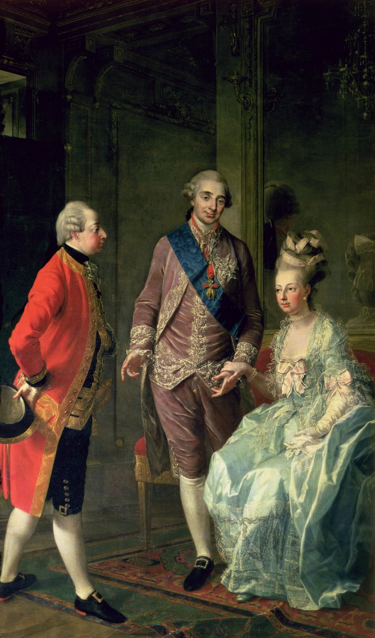 Arquiduque Maximilian Franz visitando Maria Antonieta (1755-93) e Luís XVI (1754-93) c.1775 de Josef Hauzinger