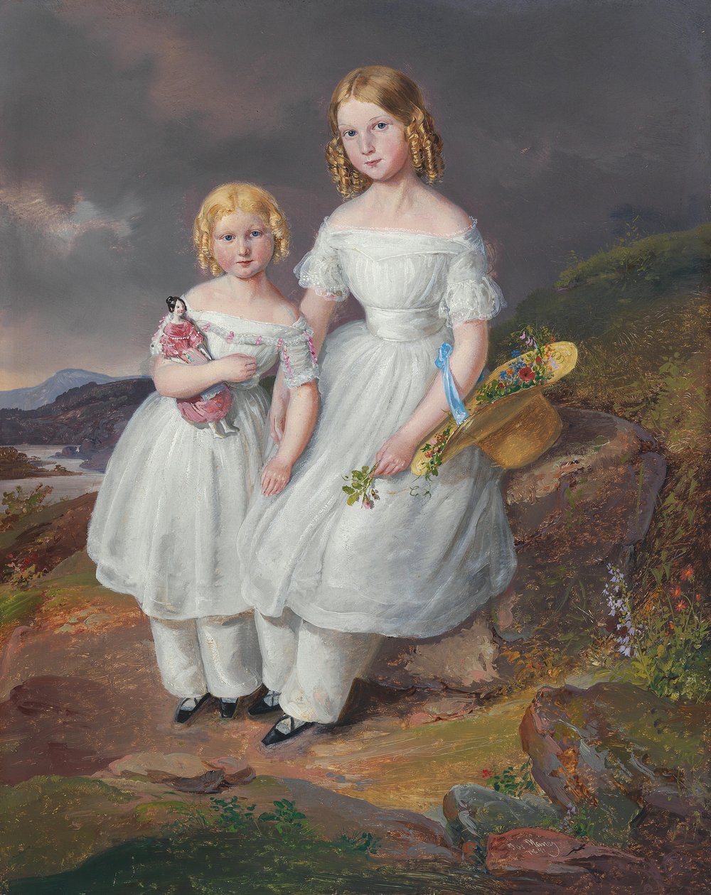 Retratos de Franziska Comtesse Kolowrat-Krakowsky b. 5 de julho de 1835 e Seraphine Comtesse Kolowrat Krakowsky b. 28 de agosto de 1838English: Retrato de Franziska Condessa Kolowrat-Krakowsky nascido em 5 de julho de 1835 e Seraphine Condessa Kolowrat Kra de Josef Mánes