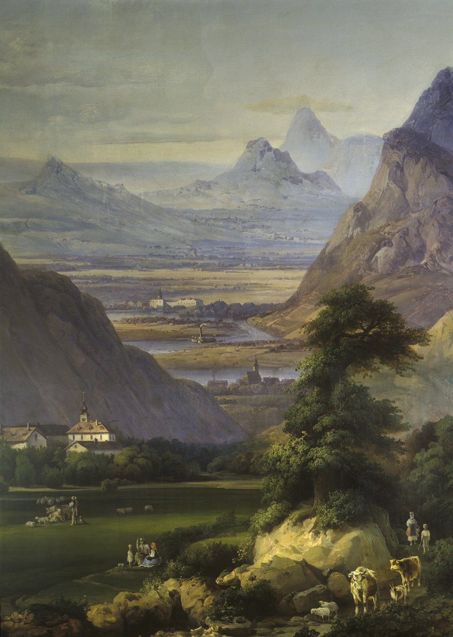 Paisagem, perto, Kamýk, 1850s, (wall, painting) de Josef Matj Navrátil