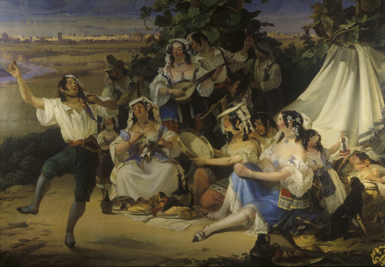 Turim, Monte Superga, de 1850 (pintura de parede) de Josef Matj Navrátil