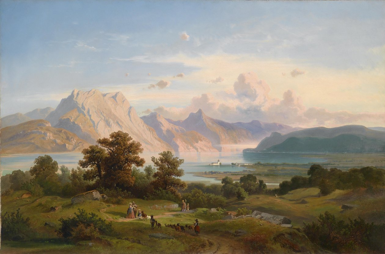 Vista do castelo de Orth no Traunsee de Josef Mayburger