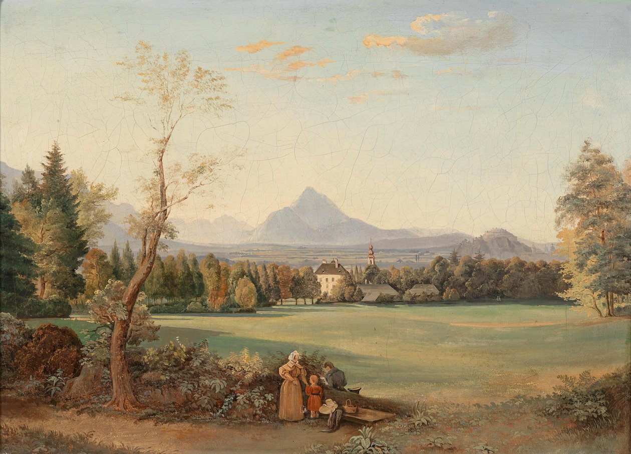 Vista da fortaleza Hohensalzburg de Aigen de Josef Mayburger