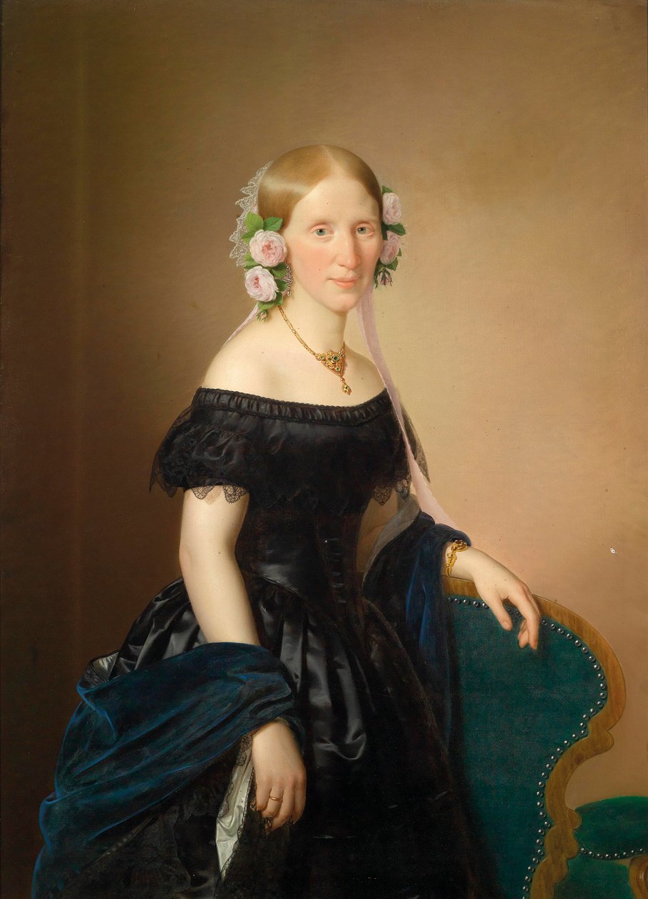 Retrato, de, um, senhora, com, rosas, em, dela, cabelo de Josef Weidner