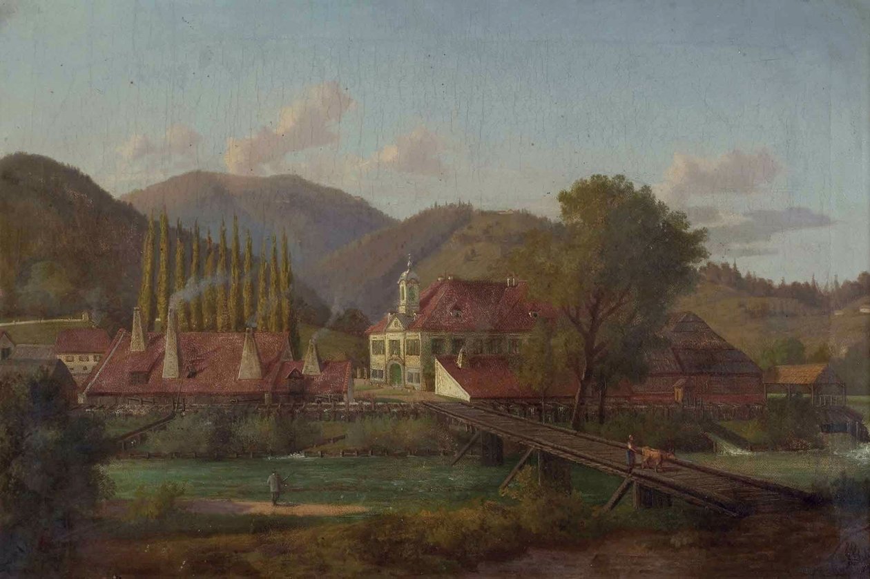 Motivos de fábrica em um rio de Josef von Schlogl