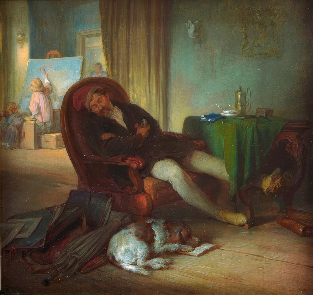 O pintor adormecido de Josef Danhauser
