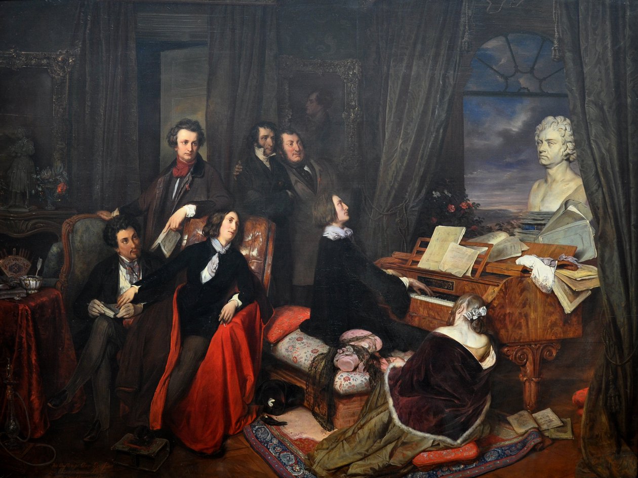 Franz Liszt Fantasiando no piano, 1840 de Josef Danhauser