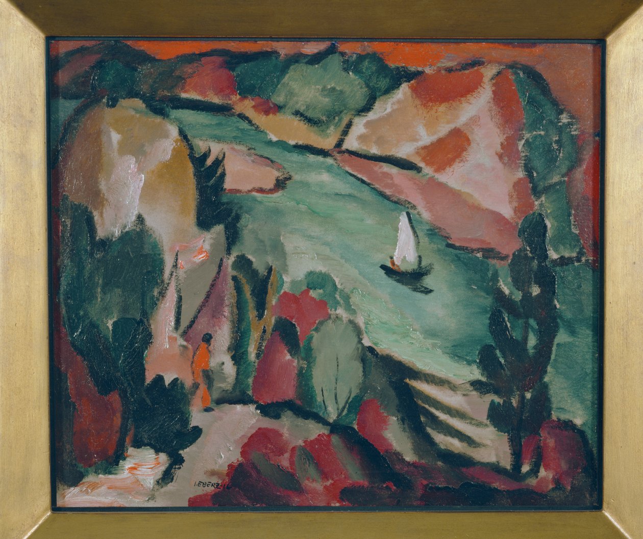 Paisagem fluvial ... (óleo sobre tela) de Josef Eberz