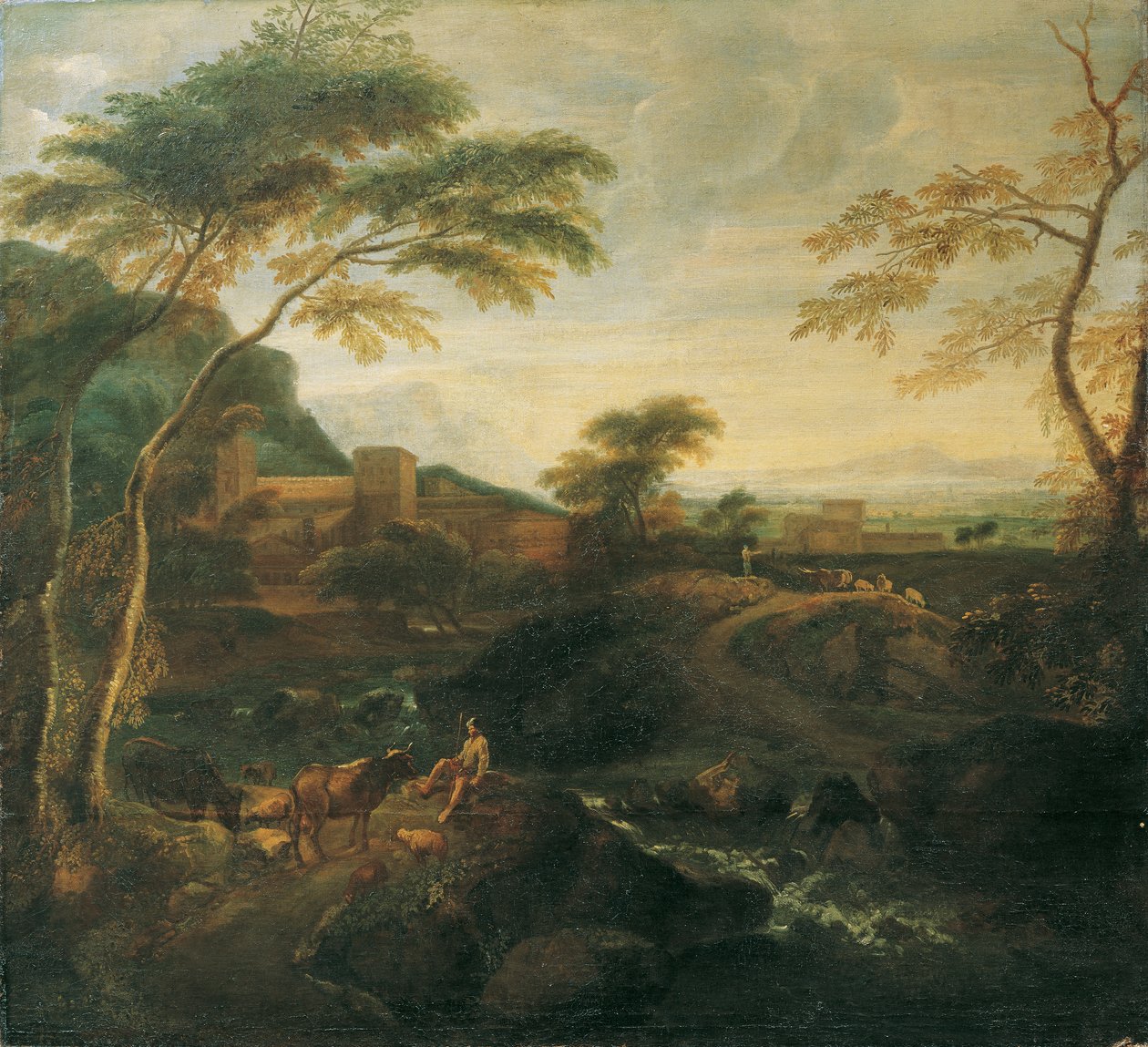 Paisagem com vacas pastando de Josef Faistenberger