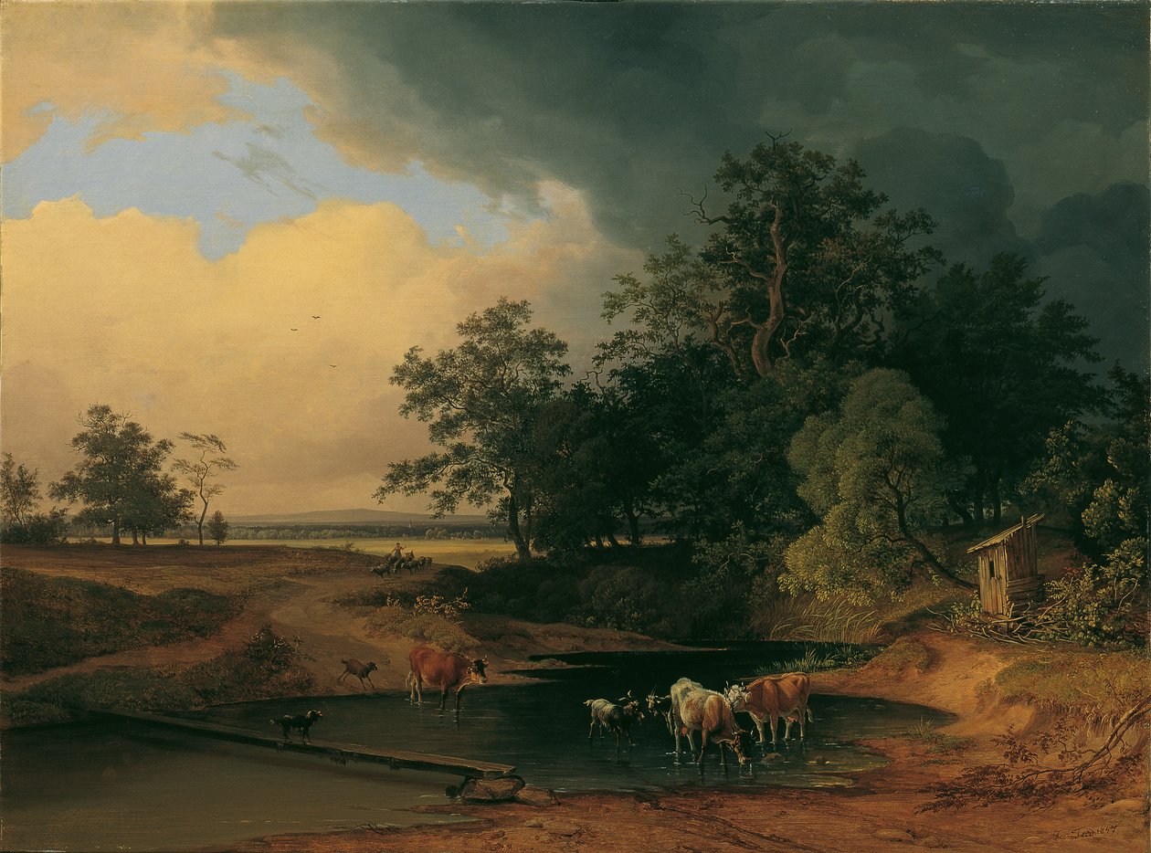 Paisagem Aula no clima da noite de Josef Feid
