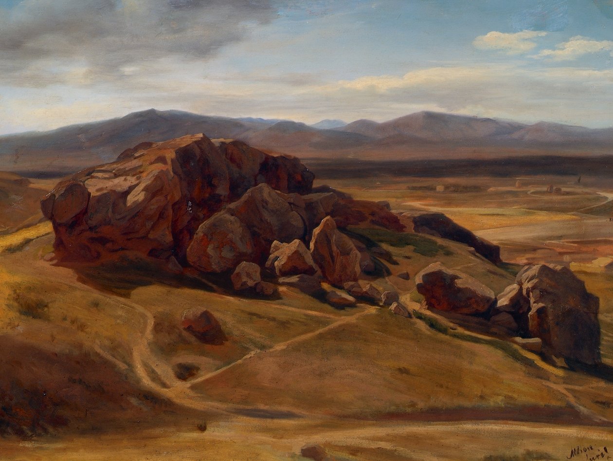 Paisagem de montanha perto de Atenas (O "Areópago") de Josef Hoffmann