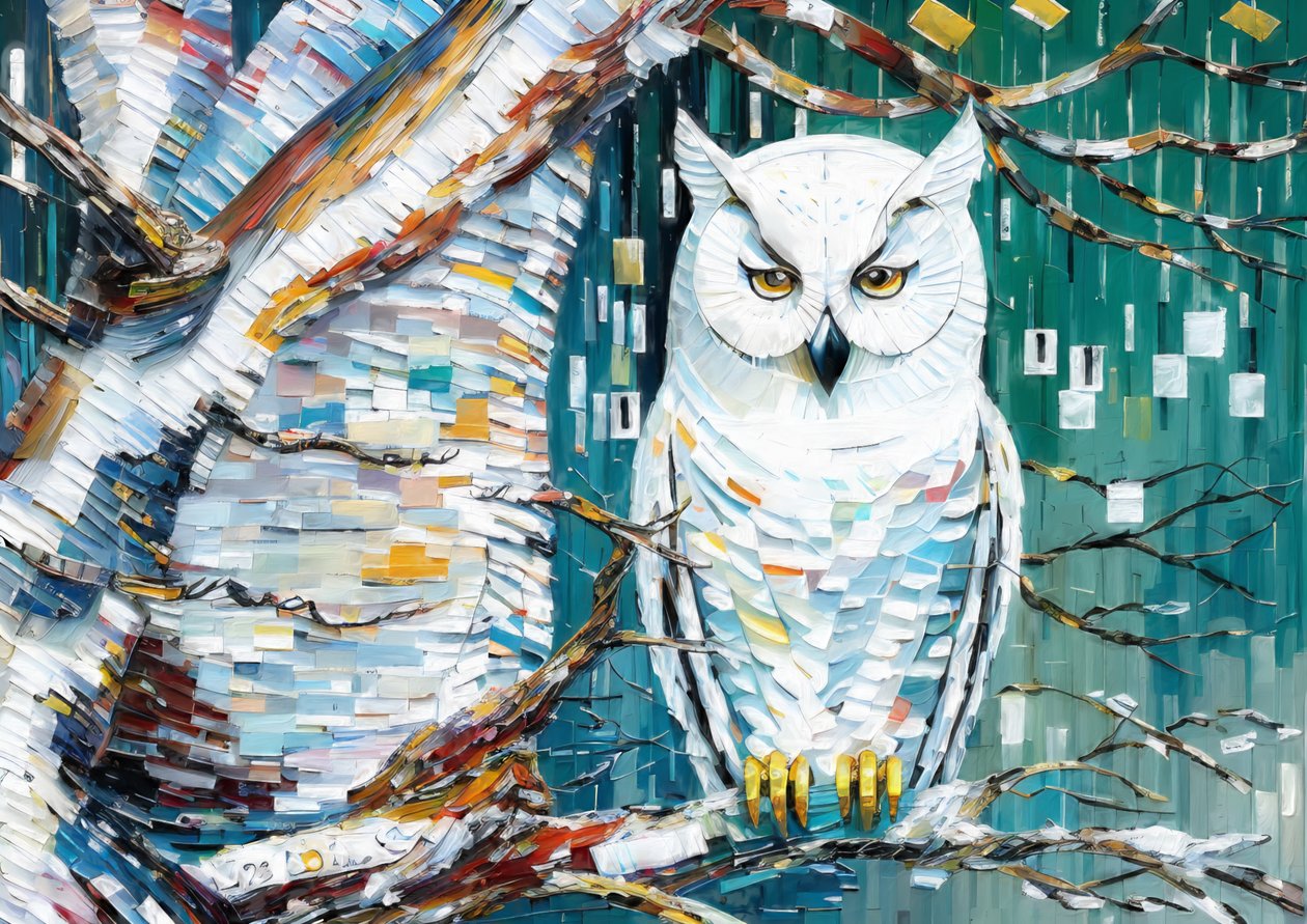 Animais: Coruja branca 2 de Josef Johann Michel