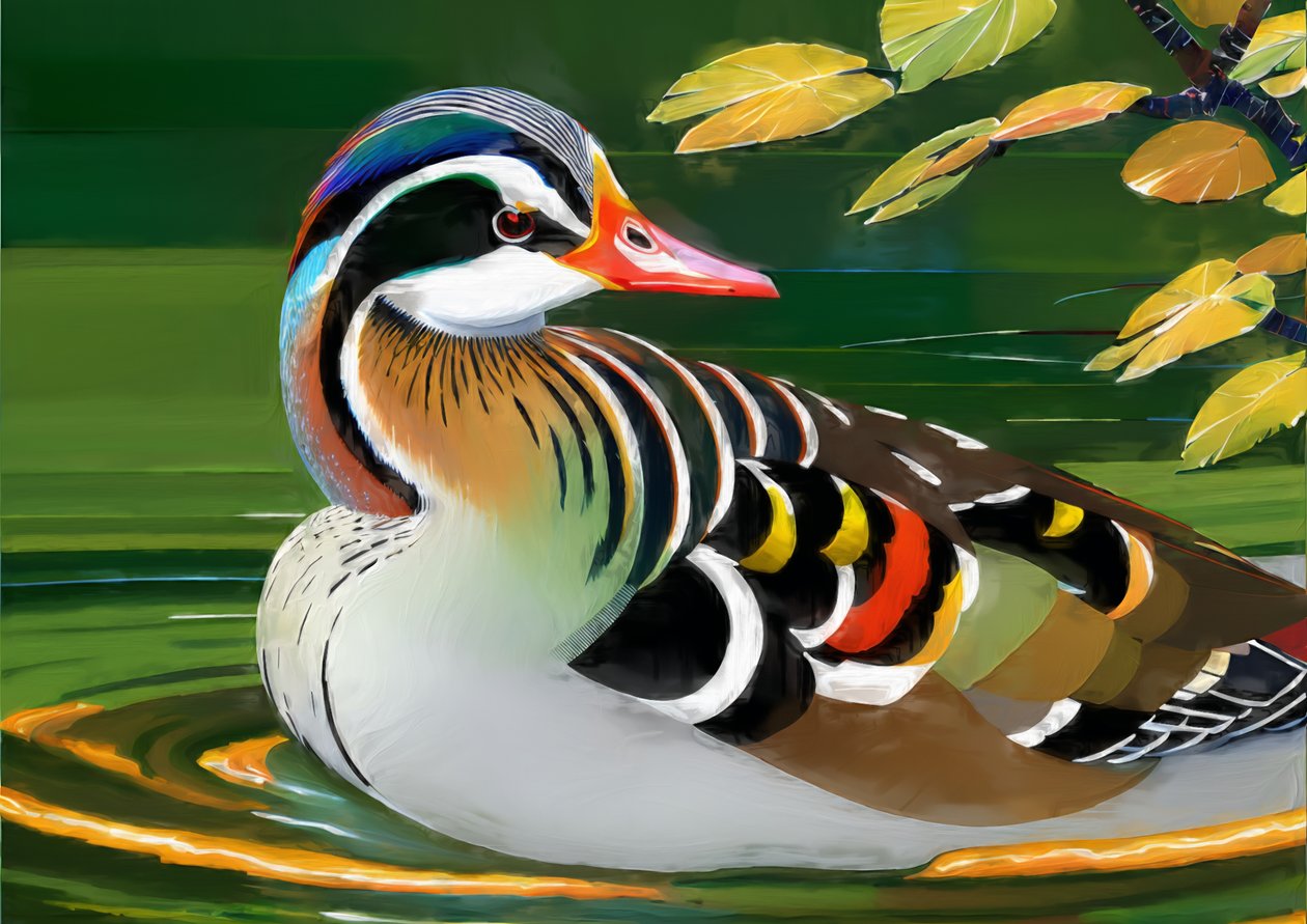 Animais: pato mandarim 1 de Josef Johann Michel
