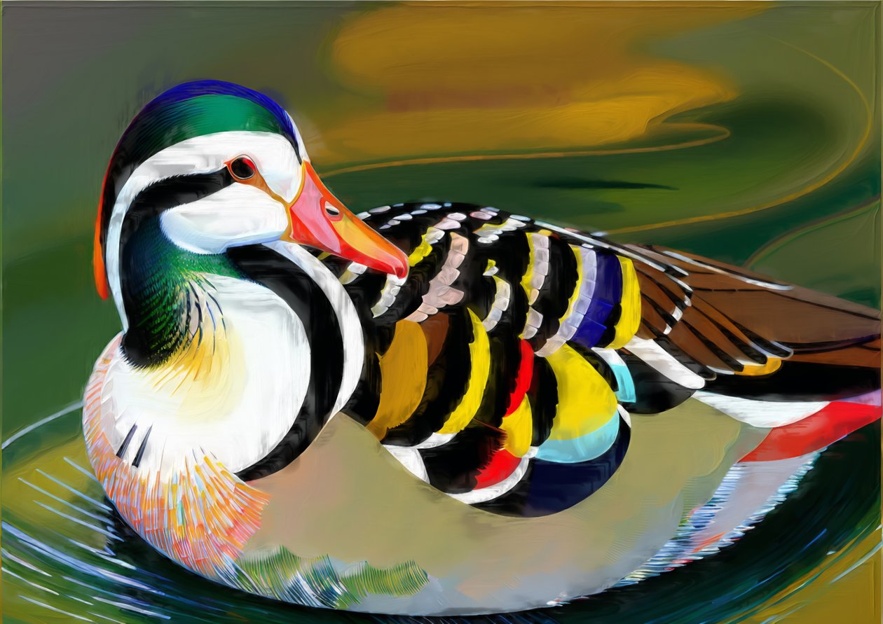 Animais: pato mandarim 3 de Josef Johann Michel