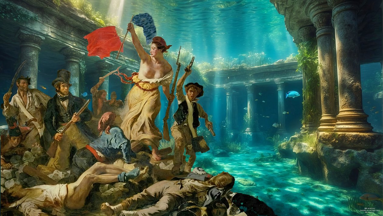 JJM-recreate_Delacroix_Freedom for the people_underwater de Josef Johann Michel