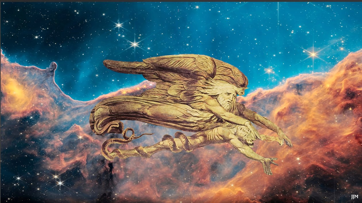 JJM-recreate: Blake-W_Und Elohim schuf Adam+JWST de Josef Johann Michel