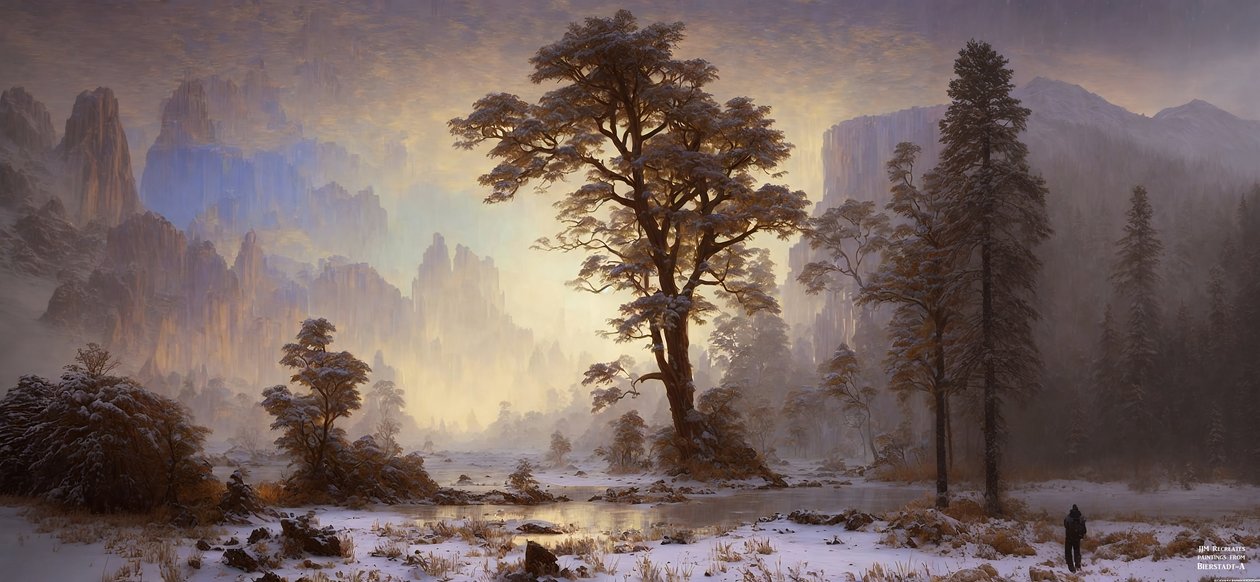 JJM recria Bierstadt-A: Vale da queda de neve de Yosemite de Josef Johann Michel